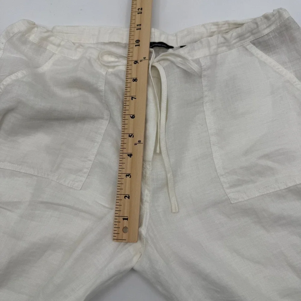 Moda International Linen Pants Womens XS White Drawstring Wide Leg Coastal Beach - Picture 6 of 9